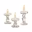 3pc Glass European Vintage Pillar Pedestal Candle Holder Set