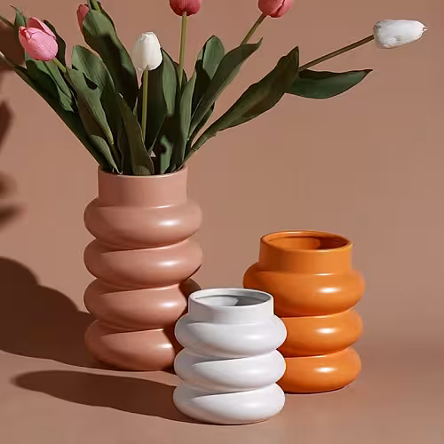 Vase Mid-century Stepped Vase (White)