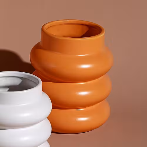 Vase Mid-century Stepped Vase (White)