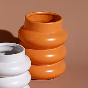 Vase Mid-century Stepped Vase (White)