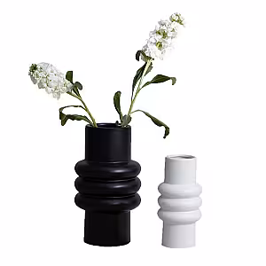 Vase Totem Cylinder Geometric Vase (Black Big)