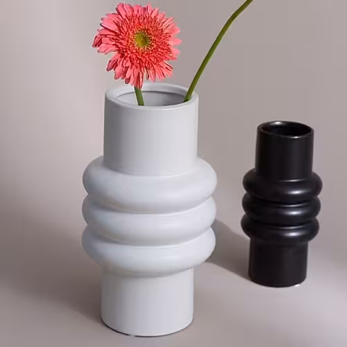 Vase Totem Cylinder Geometric Vase (Black Big)