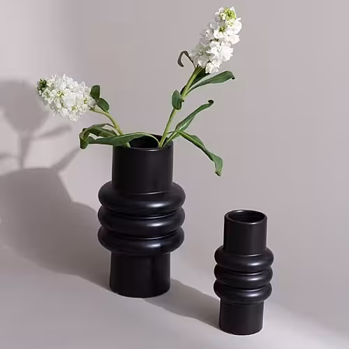 Vase Totem Cylinder Geometric Vase (Black Big)