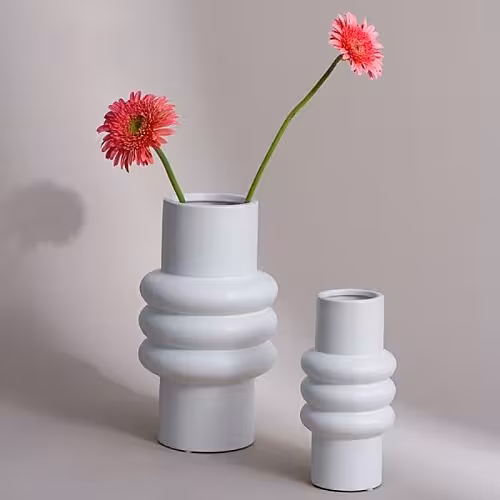 Vase Totem Cylinder Geometric Vase (White Small)