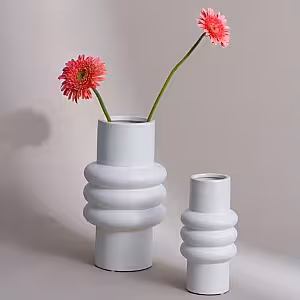 Vase Totem Cylinder Geometric Vase (White Small)