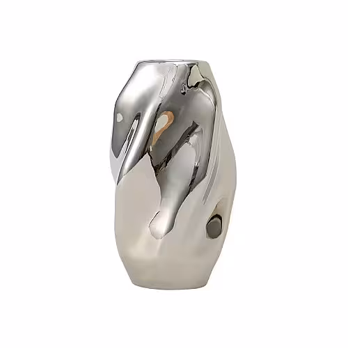 Vase Twist Wave Ceramic Vase (Tall Silver)