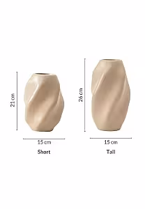 Vase Twist Wave Ceramic Vase (Tall Silver)