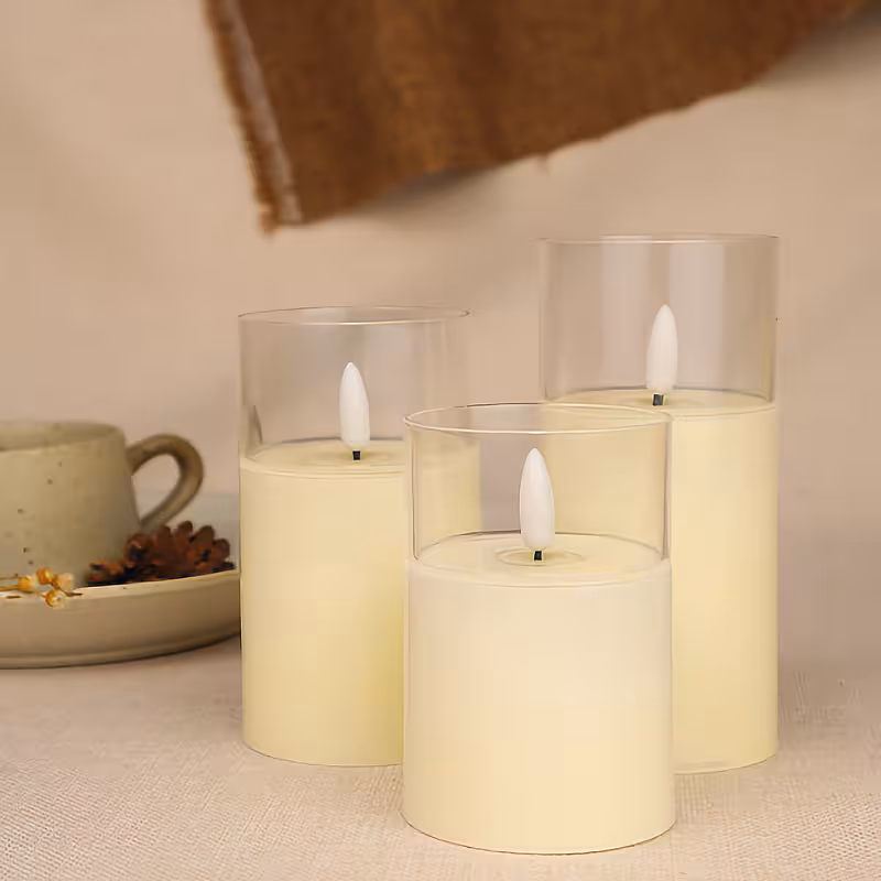 3pc LED Acrylic Candles Set [Batteries not included]