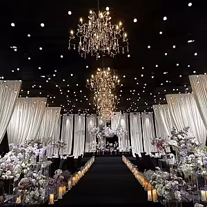 Wedding Fabric Joyous White Celebration Curtain [No stand]