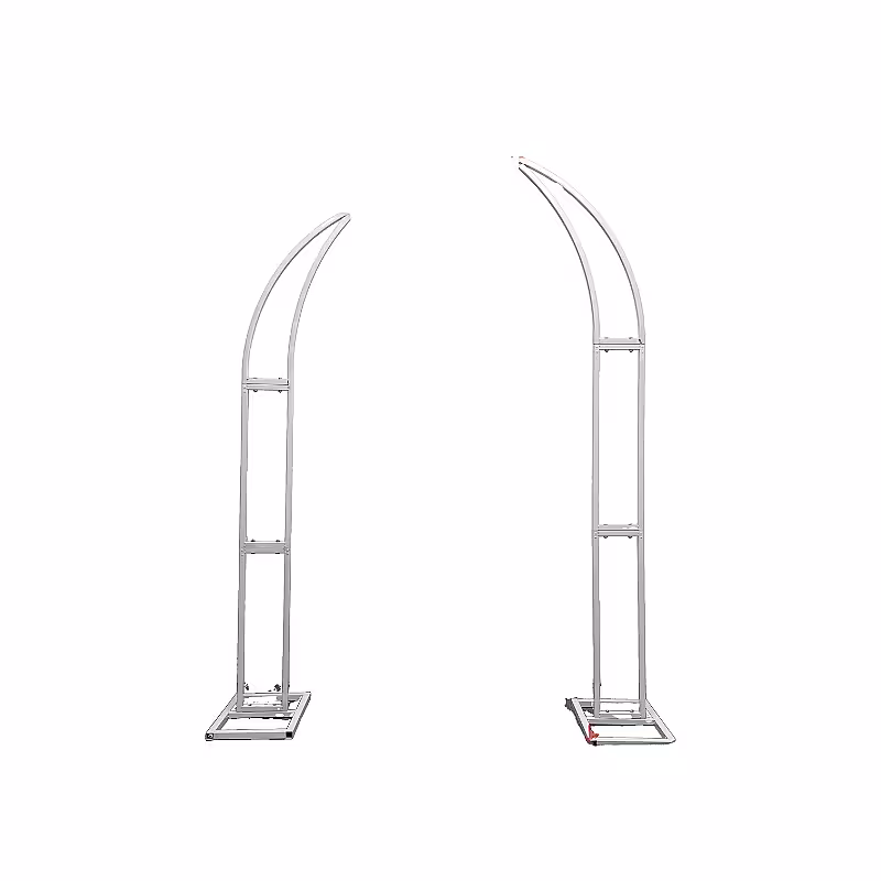 White Curved Customisable Iron Flower Arch Set