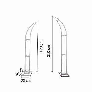 White Curved Customisable Iron Flower Arch Set