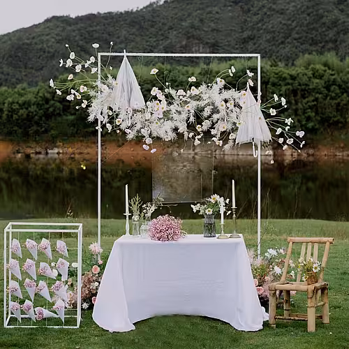 White Telescopic Flower Balloon Arch Stand 3m