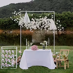 White Telescopic Flower Balloon Arch Stand 3m