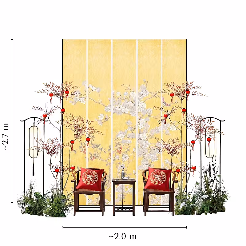 Grassy Green Artificial Flower Oriental Birds Tea Ceremony Set R-TC013