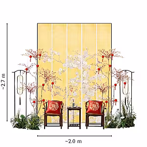 Grassy Green Artificial Flower Oriental Birds Tea Ceremony Set R-TC013