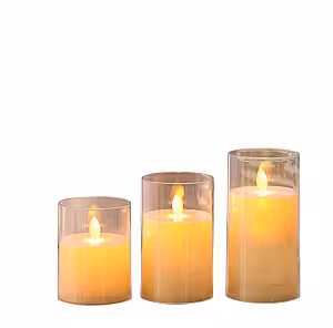 3pc LED Flickering Flameless Acrylic Candles Set [Batteries Included]