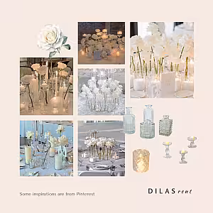 Soft White Artificial Rose Crystal Candle Lamp Round Centrepiece Tablescape R-TS012