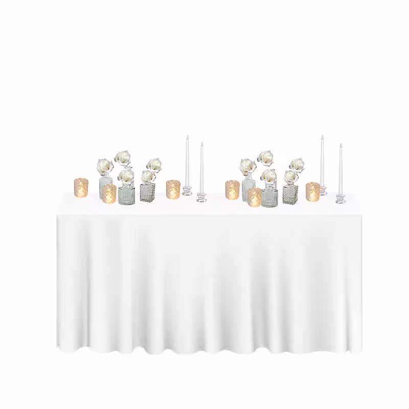 Soft White Artificial Rose Flower Crystal Tall Candle Lamp Tablescape R-TS004