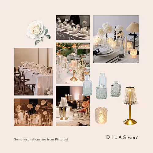 Dreamy Pink Artificial Rose Flower Crystal Candle Lamp Tablescape R-TS001