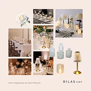 Dreamy Pink Artificial Rose Flower Crystal Candle Lamp Tablescape R-TS001