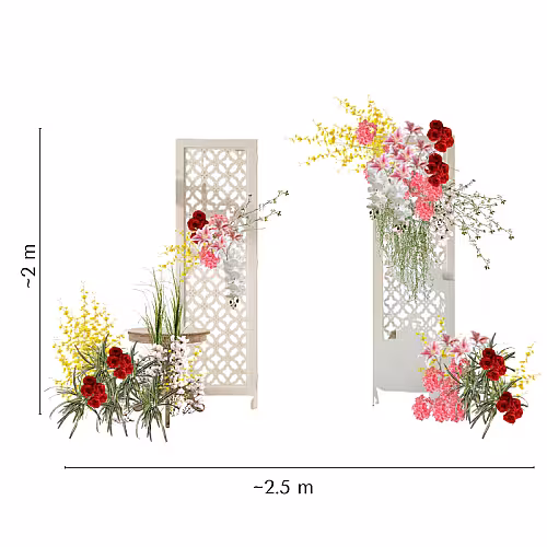 Prosperity Red Artificial Flower Arch Altar Set R-AL006