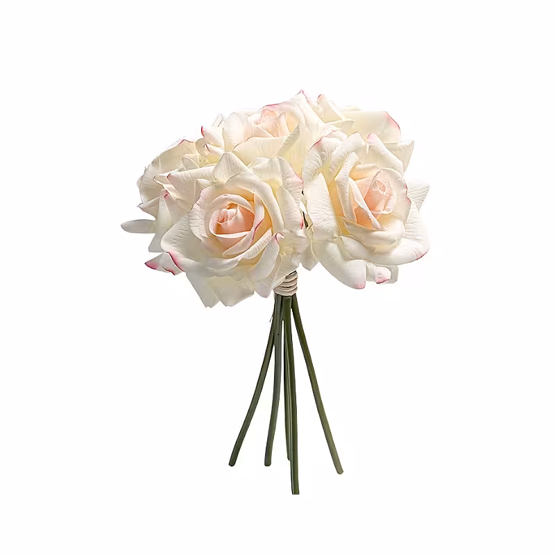 5pc Artificial Curl Edge Moisture Rose Bouquet (Light pink)