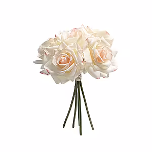 5pc Artificial Curl Edge Moisture Rose Bouquet (Light pink)