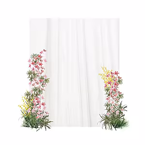 Prosperity Red Artificial Flower Arch White Frame Backdrop Set R-PB012