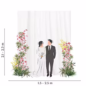 Prosperity Red Artificial Flower Arch White Frame Backdrop Set R-PB012