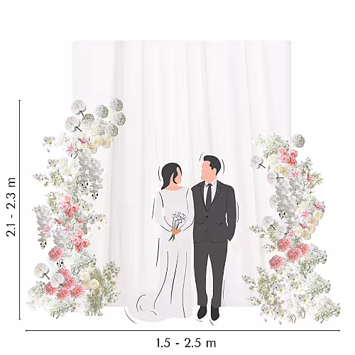 Dreamy Pink Artificial Flower Arch Frame Backdrop Set R-PB006