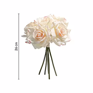 5pc Artificial Curl Edge Moisture Rose Bouquet (Light pink)