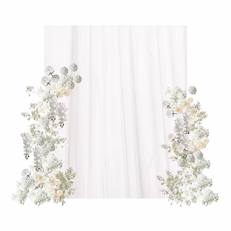 Timeless White Artificial Flower Frame Backdrop Set R-PB005