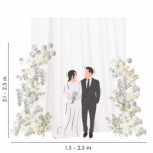 Timeless White Artificial Flower Frame Backdrop Set R-PB005
