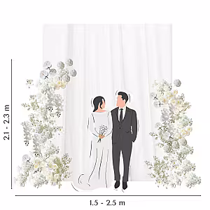 Timeless White Artificial Flower Frame Backdrop Set R-PB005