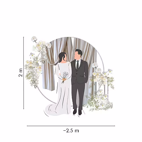 Timeless White Artificial Flower Round Frame Backdrop Set R-PB003