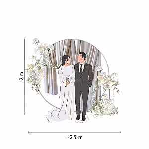 Timeless White Artificial Flower Round Frame Backdrop Set R-PB003