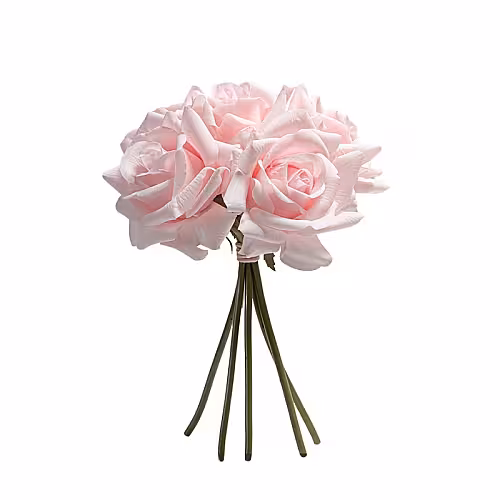 5pc Artificial Curl Edge Moisture Rose Bouquet (Pink)