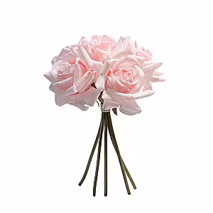 5pc Artificial Curl Edge Moisture Rose Bouquet (Pink)