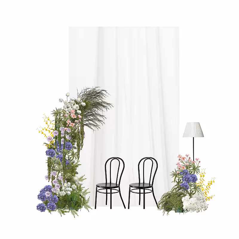 Modern Minimalist Sweet Forest Artificial Flower Arch Pelamin Engagement Set R-EN009