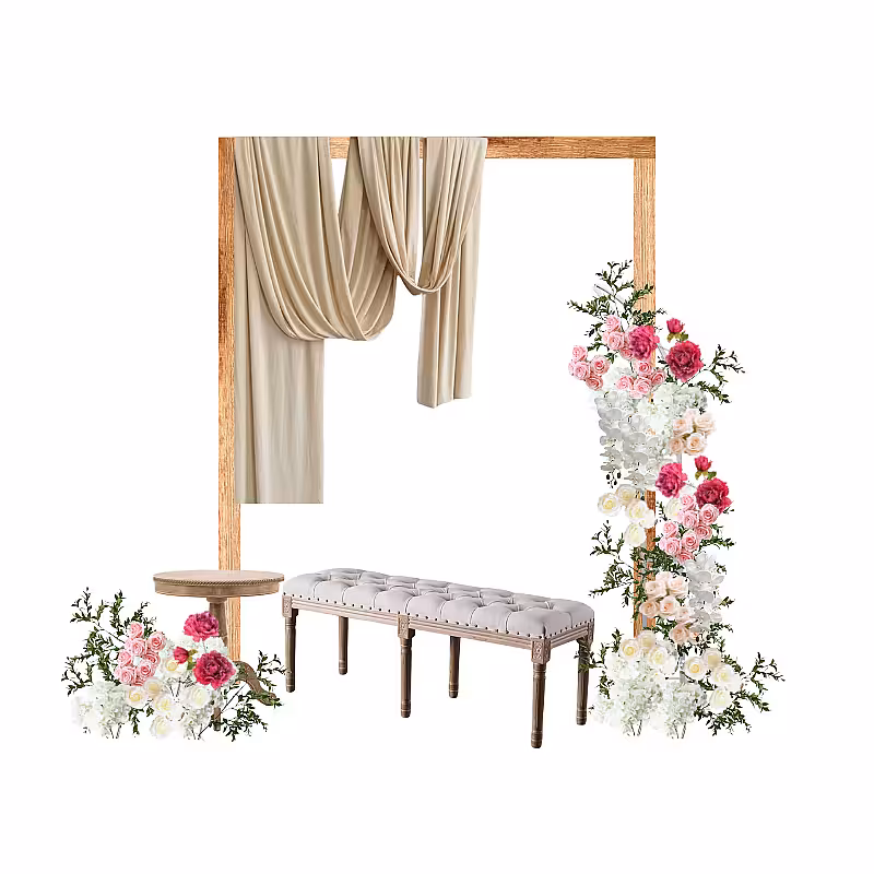 Modern Minimalist Sweet Garden Artificial Flower Arch Pelamin Engagement Set R-EN008