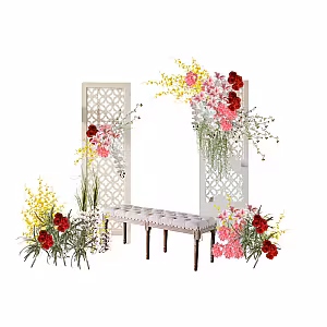 Traditional Malay Style Properity Red Artificial Flower Pelamin Engagement Set R-EN006