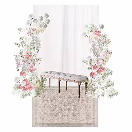 Traditional Malay Style Dreamy Pink Artificial Flower Arch Pelamin Engagement Set R-EN005