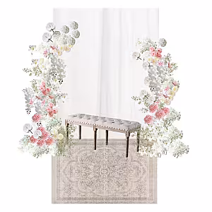 Traditional Malay Style Dreamy Pink Artificial Flower Arch Pelamin Engagement Set R-EN005