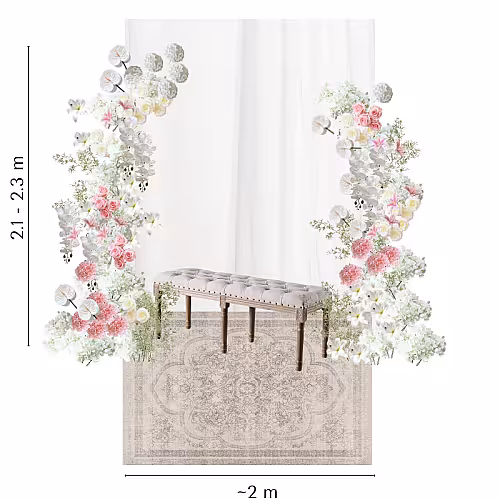 Traditional Malay Style Dreamy Pink Artificial Flower Arch Pelamin Engagement Set R-EN005