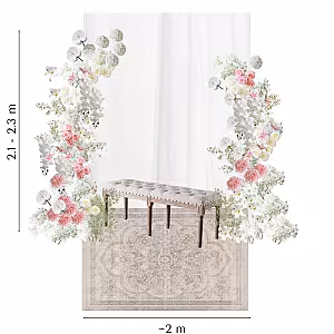 Traditional Malay Style Dreamy Pink Artificial Flower Arch Pelamin Engagement Set R-EN005