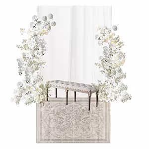 Traditional Malay Style Timeless White Artificial Flower Arch Pelamin Engagement Set R-EN004