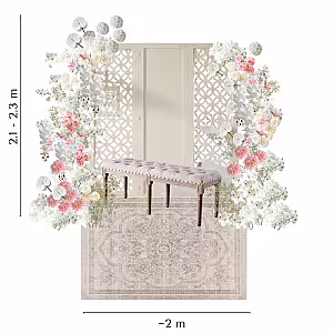 Traditional Malay Style Dreamy Pink Artificial Flower Arch Four Leaf Backdrop Pelamin Engagement Set R-EN003