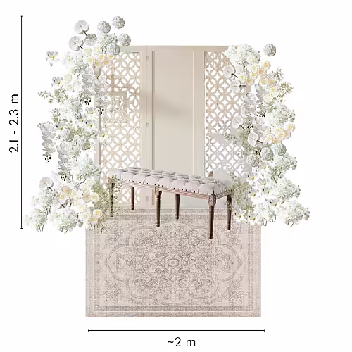 Traditional Malay Style Timeless White Artificial Flower Arch Four Leaf Backdrop Pelamin Engagement Set R-EN002