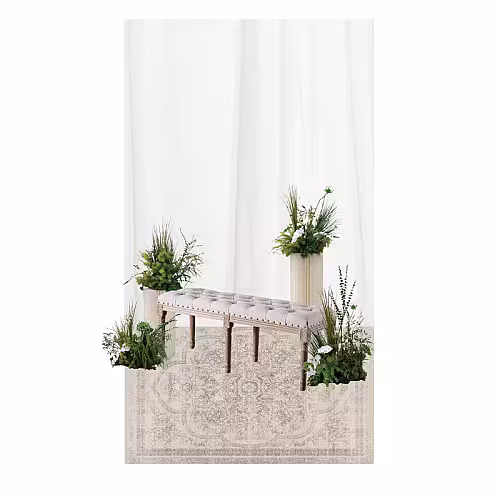 Traditional Malay Style Grassy Green Artificial Flower Pelamin Engagement Set R-EN001