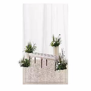 Traditional Malay Style Grassy Green Artificial Flower Pelamin Engagement Set R-EN001